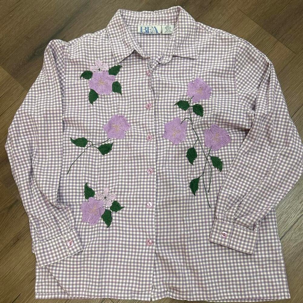 Vintage BFA Cottagecore Lavender Embroidered Blouse